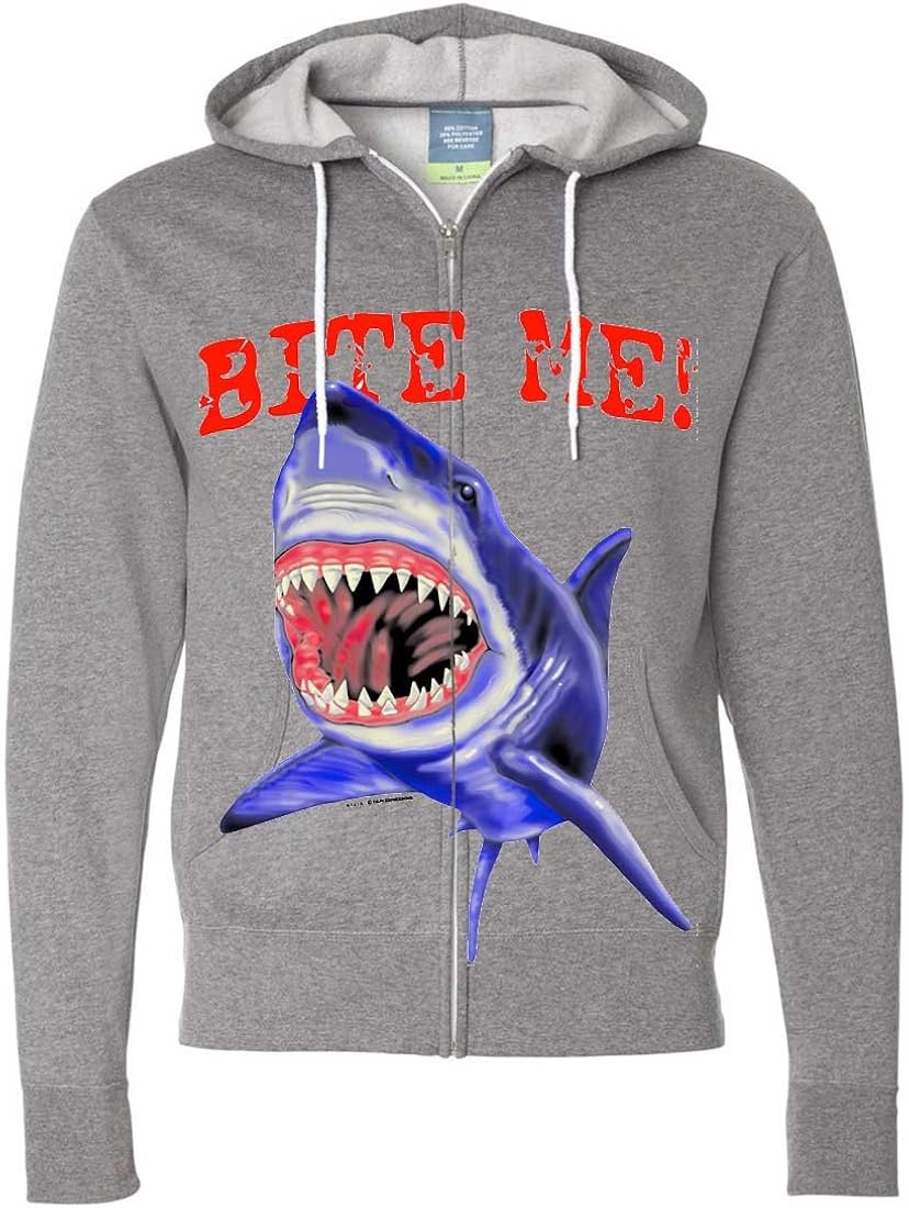 Bite Me Great White Shark Zip-Up Hoodie