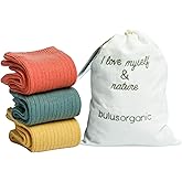 Bulusorganic 3 Pairs 98% Organic Cotton Crew Socks, Soft Breathable Non-Tight Seamless Casual Socks for Men & Women