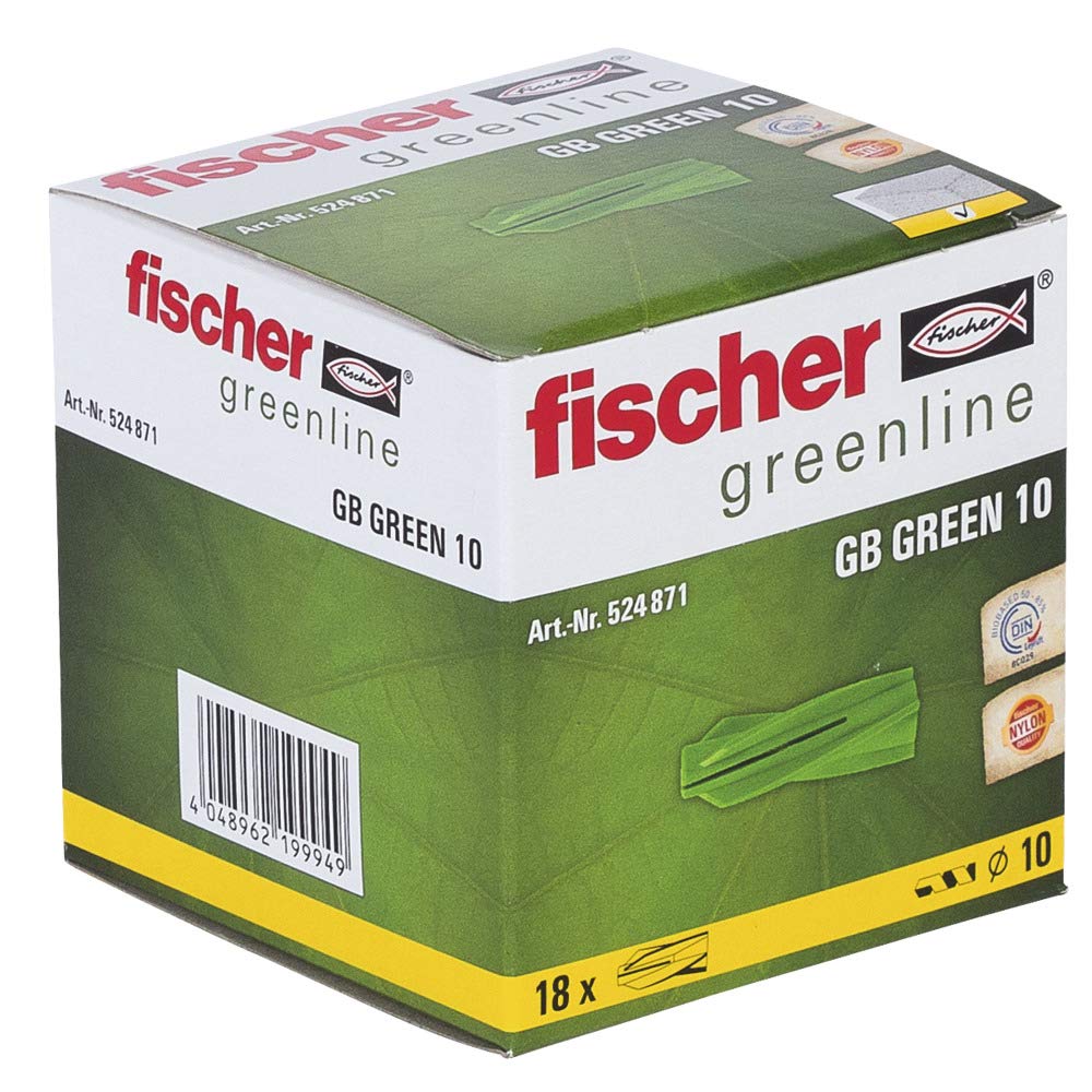 fischer Aircrete Anchor GB Green 10, 18 Pieces, 524871