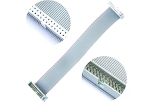 GENERIC Keszoox 2.54mm IDC Flat Ribbon Cable with FC 6/8/10/14/16/20/26/30/34/40P Dual Row IDC IDE Connector Socket, FC 20-Pin Male to Female IDE Extension Cable 50cm 2PCS (FM20-50cm-2Pcs)