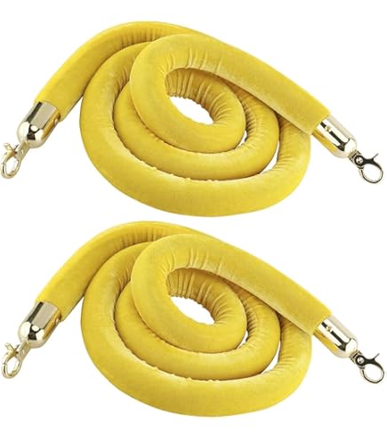 Velvet Crowd Control Ropes - Gold Hook Stanchion Ropes For Events, Queue Barriers 2ft To 10ft