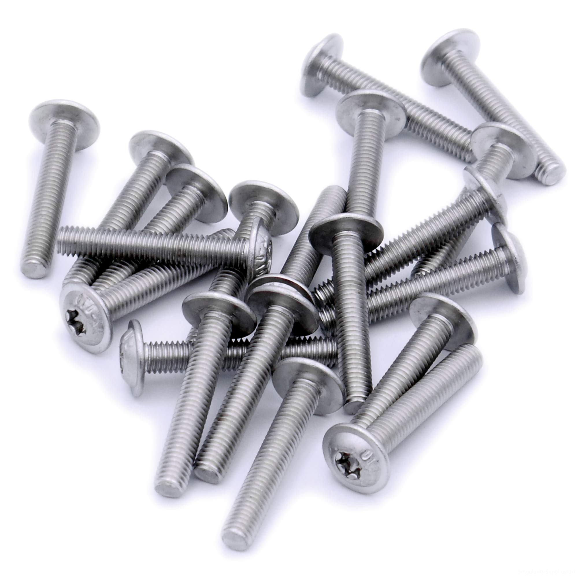 M6 (6mm x 16mm) Flanged TX Socket Button Machine Screw (Bolt) - Stainless Steel (A2) (Pack of 20) — image 1