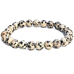 Natural Dalmatian Jasper Gemstone Bead Bracelet