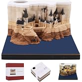 3D Memo Pad 3D Calendar 2026，Hand-Torn Castle Paper Sculpture Artwork,Exquisite Creative Non Stick Sticky Note DIY Post Notes