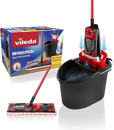 Vileda Easy Wring & Clean Turbo Set - Secchio Con Pedale E Mop In Microfibra - Rosso - Foto 5
