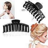 Esteopt Large Plastic Hair Claw Clips Non-Slip Strong Hold for Thick Hair Black view 2