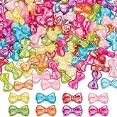SOFPLATE 200Pcs Bowknot Beads Acrylic Bow Bead Bulk Colorful Pink Blue Green Opaque Butterfly Bows Bowknots Shaped Mini Loose Spacer Bead for Jewelry Making Bracelet Necklace DIY Crafts Accessories