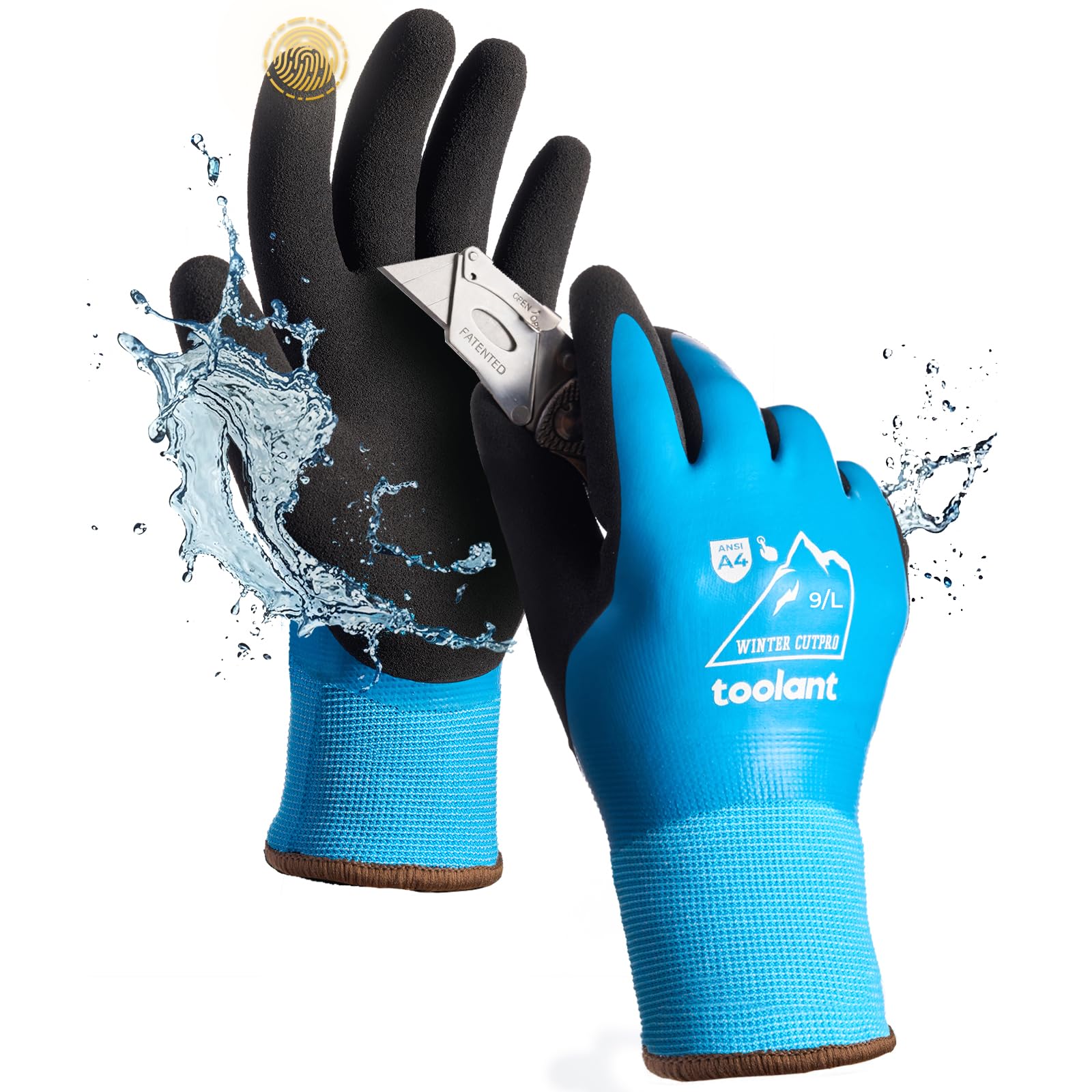 Photo 1 of toolant Waterproof Winter Work Gloves for Men and Women, ANSI A4 Cut Resistant Gloves for Extreme Protection, Freezer Gloves With Super Grip, Touchscreen, Outdoor Thermal Insulated, blue, M, 1Pair