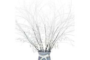 KUNJOCY 6 Pcs Christmas Glitter Ting Branches Stems Ornaments 21.6" Decorative Glittery Sticks Curly Twigs Picks for Christmas Tree Sprays Wreath Crafts Tree Topper Fillers Holiday Home Decor (6, White)