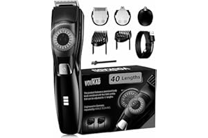 VOUKAD 40 Precisions Electric Beard Trimmer for Men, Mens Grooming Trimmer for Beard, Mustache, Face and Ear Hair, Multi-Series Clipper, Waterproof, USB C Charging, Soft Pouch - Upgraded Version