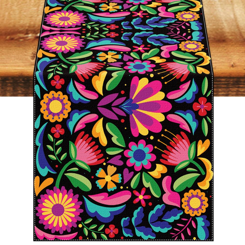 Photo 1 of Nialnant Day of The Dead Table Runners 13 x 72 Inch, Mexican Table Runner, Dia De Los Muertos Floral Mexican Decorations for Party Halloween