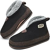 KuaiLu Mens House Slippers Booties Cozy Memory Foam Boots Warm Plush Lining Winter Felt Home Bedroom Slipper Socks Indoor Outdoor Non-Slip Shoes