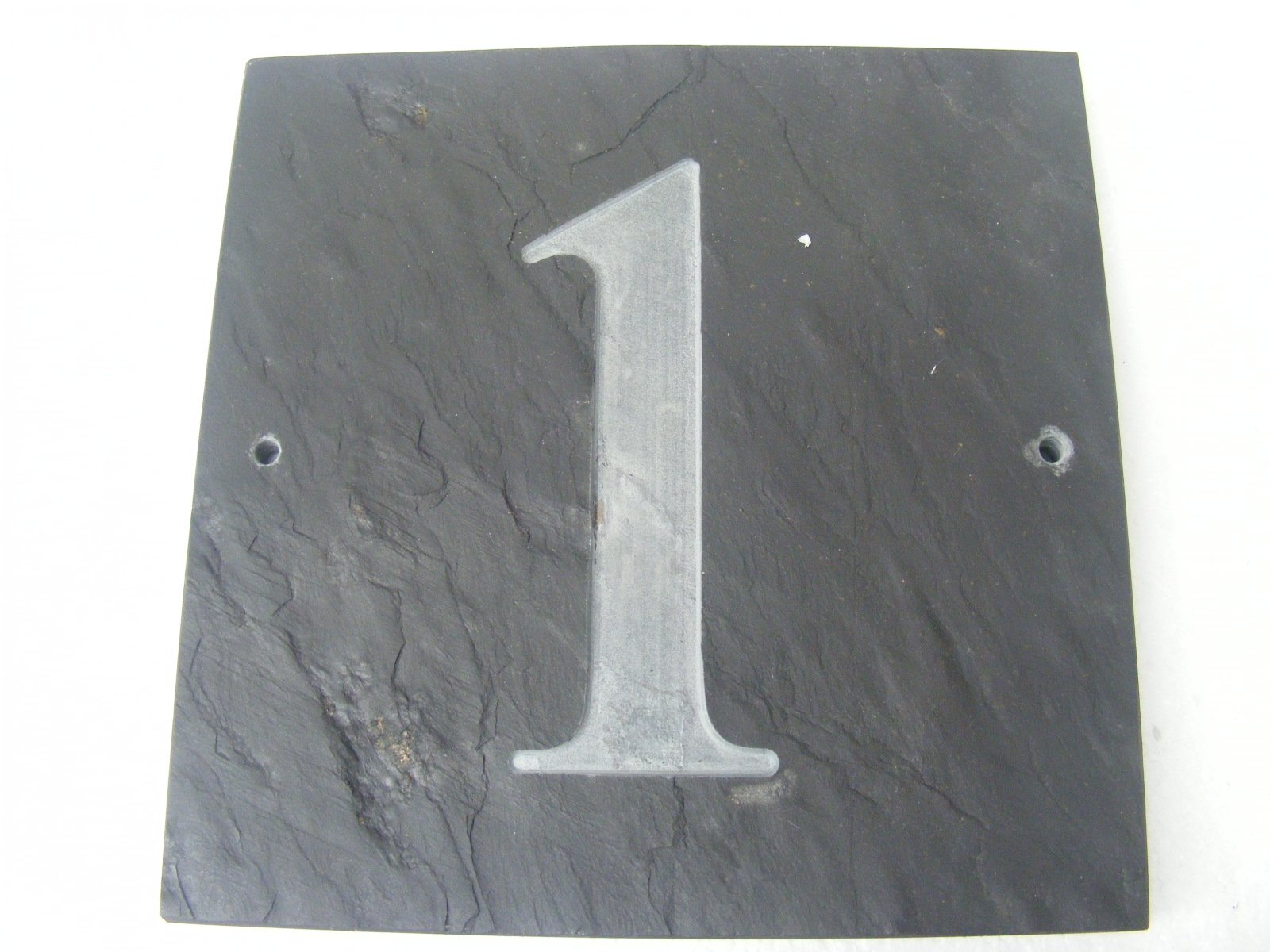 FastGame NUMBER 1 NATURAL GREY SLATE HOUSE DOOR NUMBER 6" x 6" DEEPLY ENGRAVED NATURAL SURFACE SIGN PLAQUE HOUSE WARMING GIFT (150 x 150mm) No. 1