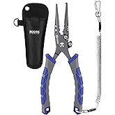 Booms Fishing Multi-Function Pliers Saltwater: Carbon Steel Saltwater Fishing Pliers with Hook Remover, Braid Cutters & Crimper for Freshwater & Saltwater Anglers