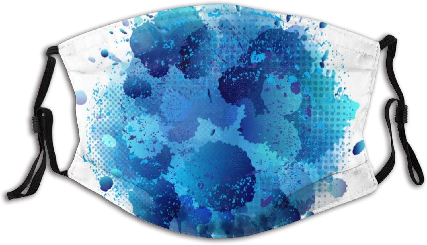Printed Face mask, Blue Spray Paint with Splatter Color Unisex Outdoor