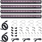 Barrina 1ft Grow Lights for Indoor Plants Full Spectrum, LED Grow Lamp with Black Cover, T5 Grow Light Strip, Under Cabinet Grow Light with Switch Cord, Plug and Play, Linkable, Pinkish White, 4 Packs