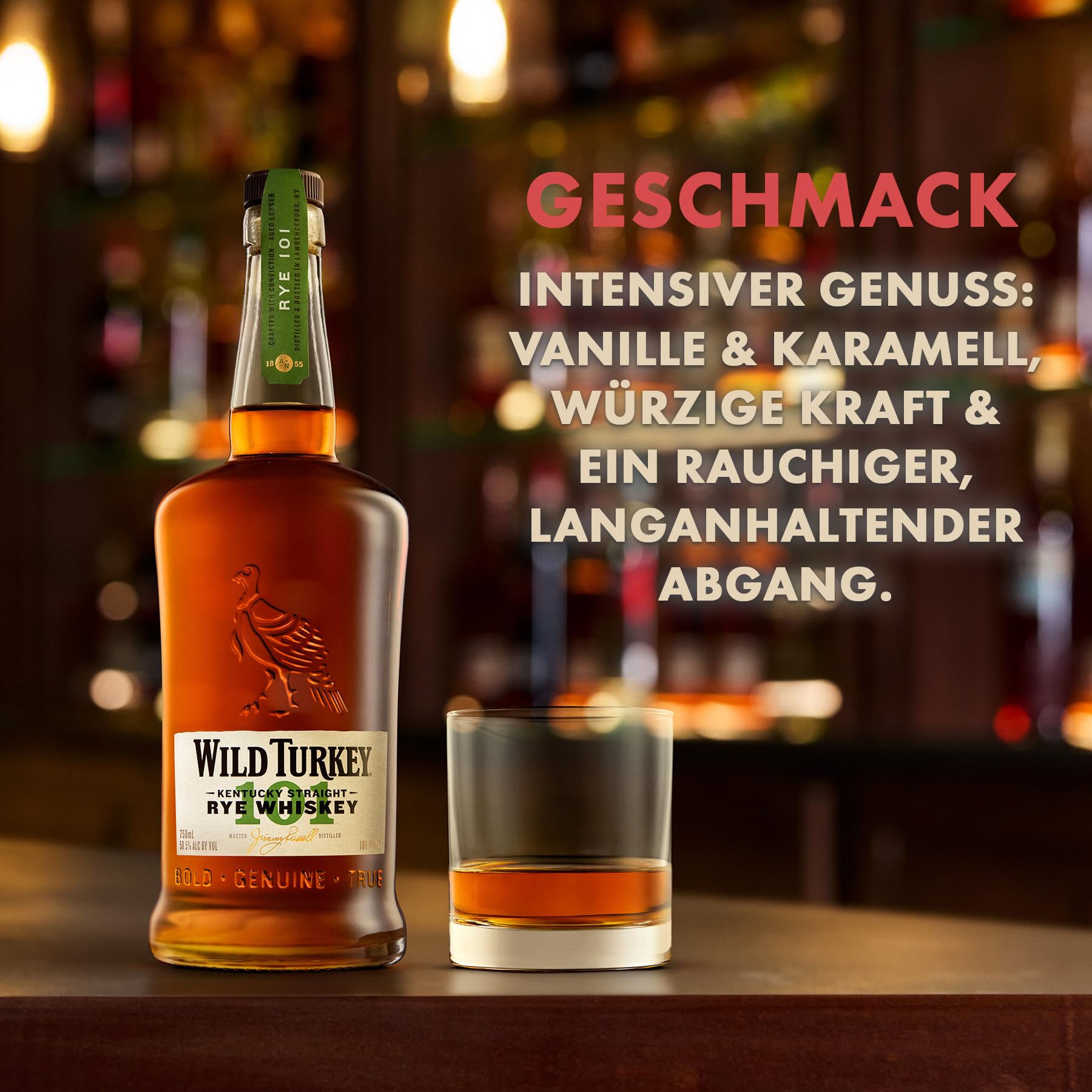 Wild Turkey Kentucky Rye Whiskey - Kraftvoller Whiskey - ideal für Cocktails und Mixgetränke - 50,5% Vol. Alkohol - 1 x 1 l 3