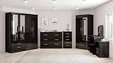 Seconique Nevada 4 Door 2 Drawer Wardrobe Black Gloss W1540mm view 2