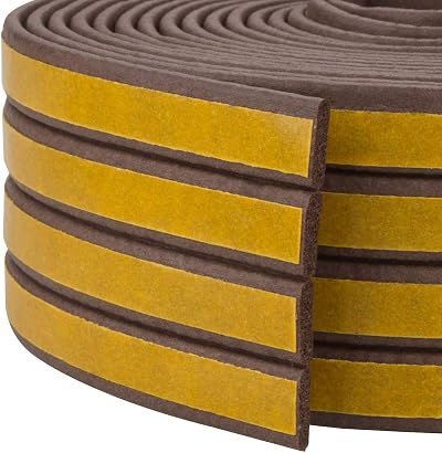ASelected 4x 3m Foam Draught Excluder Tape for 1-2mm Door Window Gaps Brown