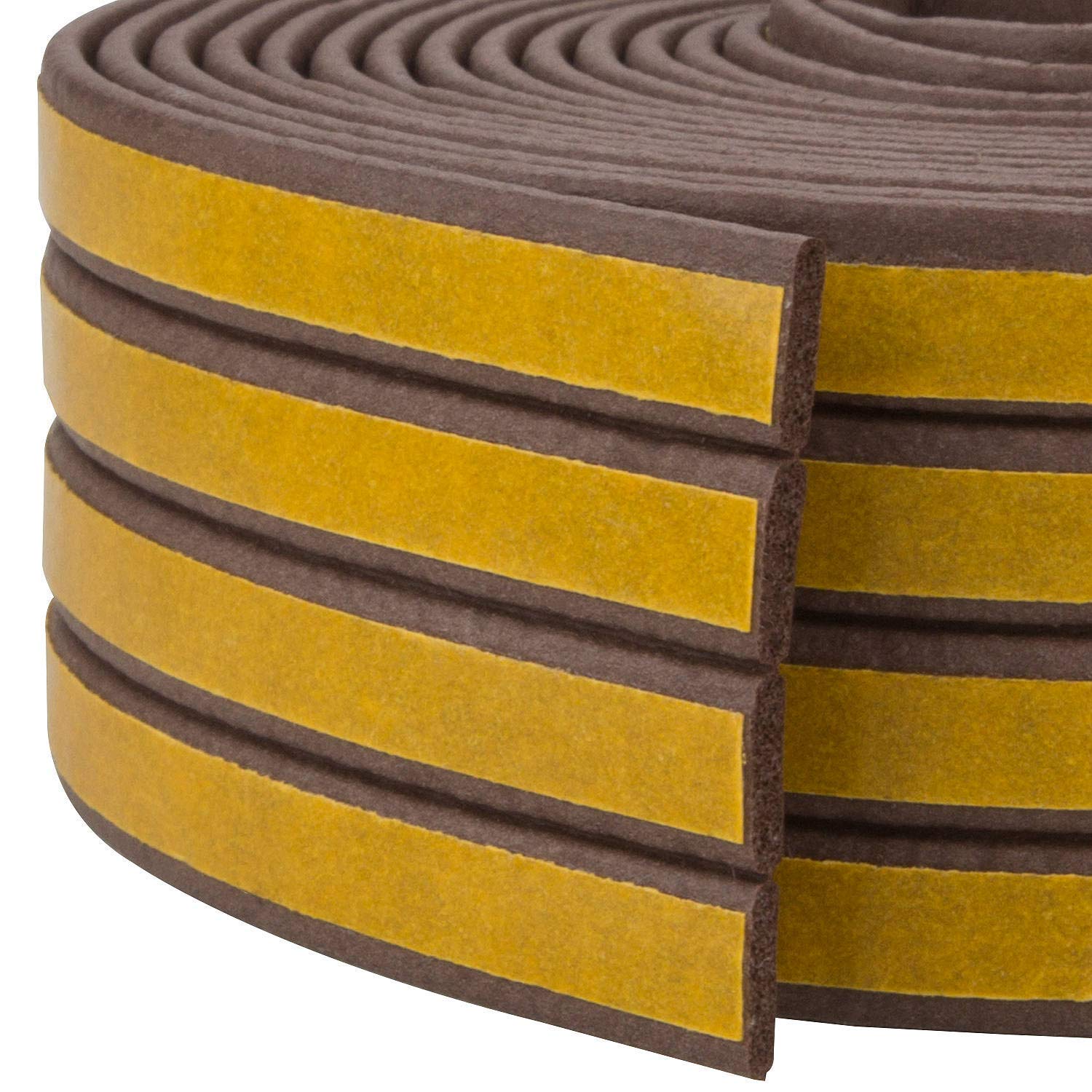 ASelected 4 Seals I-Type Draught Excluders Tape for 1mm to 2mm Doors Windows Gaps Self Adhesive Foam Weather Strip EPDM Rubber Sound Proofing Weatherstrip Draft Sealing Strip (Brown)