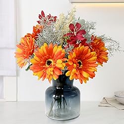 Leftover Fake Fall Flowers in Vase,Artificial