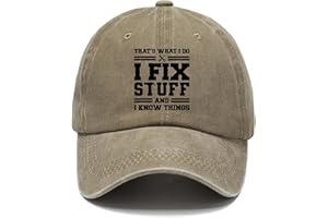 HAPEE Funny Men's I Fix Stuff and I Know Things Baseball Cap, with Greeting Card,Distressed Dad Hat, Fathers Day Dad Hat,Boyf