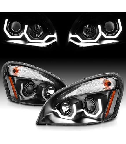 Pair Of Black Halogen Headlights – Fits 2008-2016 Freightliner Cascadia