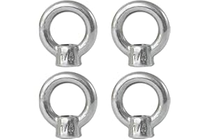 Qlvily 4 Packs 316 Stainless Steel Lifting Eye Nut 1/4" UNC Marine Grade, Female Thread Fastener Ring Shaped Eye Nut