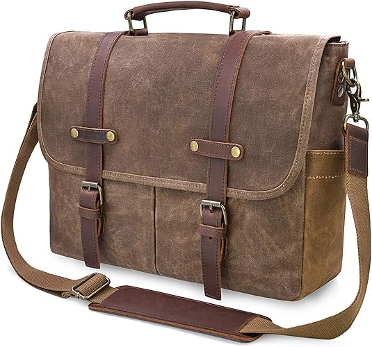 canvas leather briefcase