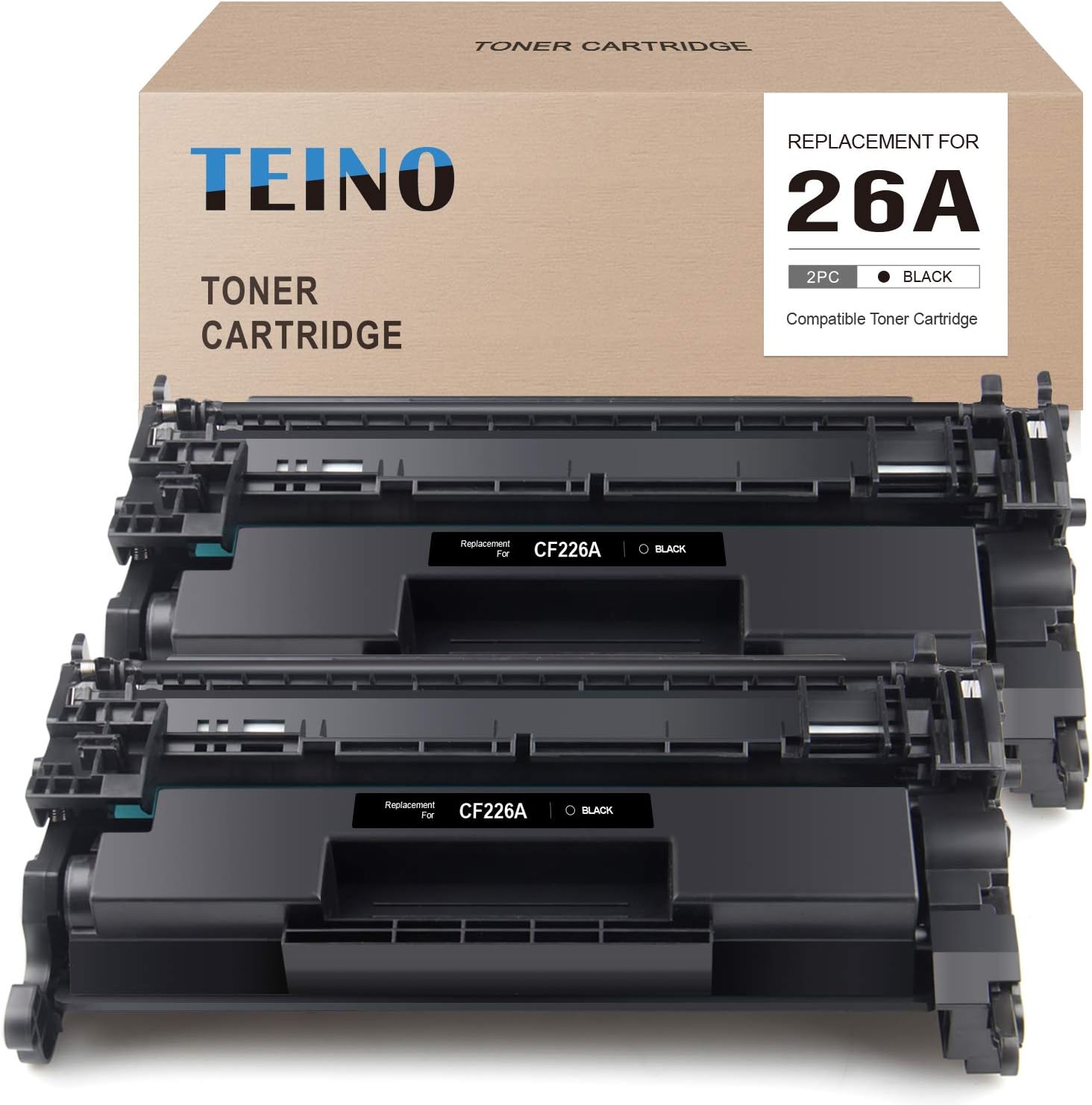 TEINO Compatible Toner Cartridges Replacement for HP 26A CF226A for Laserjet Pro M402n M402dn M402dw Laserjet Pro MFP M426fdw M426fdn M426dw (Black, 2 Pack)