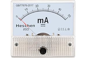 Heschen 85C1-50mA Rectangle Panel Mounted Current Meter Ammeter Tester DC 0-50 mA Class 2.5 White