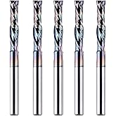 SpeTool 5Pcs Carbide Compression Router Bit Up&Down Cut 1/8 inch Cutting Dia for CNC Mill Machine Wookwork 3D Profile Detail