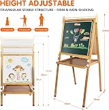 Dripex Bamboo Kids Easel 3-in-1 Double-Sided Magnetic Chalkboard Paper Roll view 3