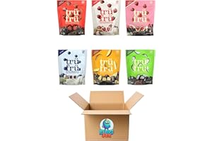 KING JAX Tru Fru Freeze Dried Chocolate Covered Fruit - 6 flavor Variety Pack (4.2 oz bags) Trufru Chocolate Covered Strawberries, Raspberries & Coconut - Peaches, Blueberries & Tru Fru Strawberries in Creme