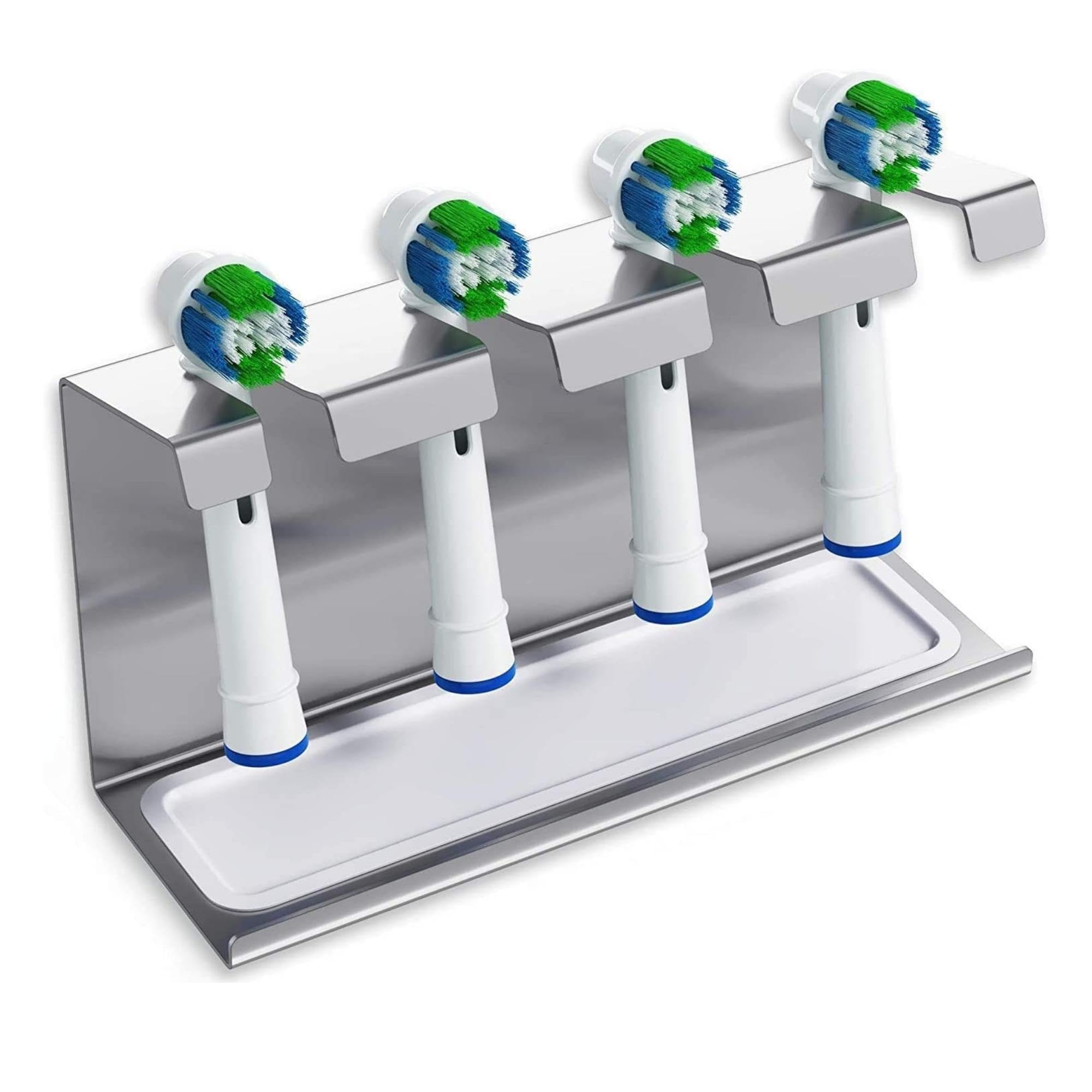 WIETRE stainless steel toothbrush holder with drip tray | compatible with Oral-B, iO, Philips Sonicare, Waterpik | toothbrush holder toothbrush head brush head holder (4 pcs.)