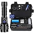 Rechargeable Flashlights High Lumens XHP99 990000 Lumens Brightest LED Tactical Flashlights Super Bright High Powered Flash Light, Powerful Handheld Hunting Flashlight for Emergency Hiking Battle