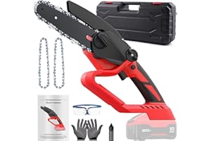 OICGOO Cordless Mini Chainsaw 6 inch for Milwaukee M18 Battery,Pruning Chain Saw with Powerful Motor & Security Lock,Hand Chainsaw with 2 Replacement Chains, Electric Chainsaw for Wood Cutting (No battery)