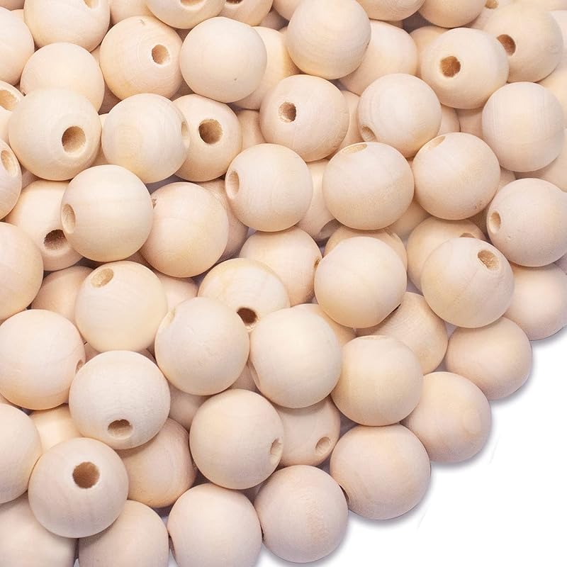 Pubiao 100pcs Wood Beads 20mm Natural Round Unfinished DIY Jewellery Craft