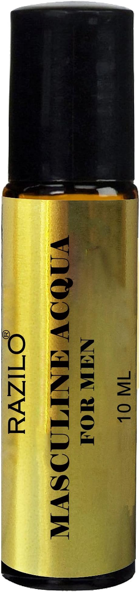 RAZILOMasculine Acqua; a pure long lasting perfume oil for Men; 10ml roll on amber glass roller bottle