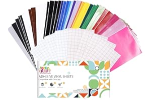 UCEC Smart Vinyl Lot de 52 feuilles de vinyle autocollantes amovibles et permanentes pour machine à découper, sans mat, 14 x 