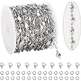 KYUNHOO 13 Feet Heart Chains Bulk Star Link Jewelry Making Supplies Stainless Steel Silver Chain for Crafts DIY