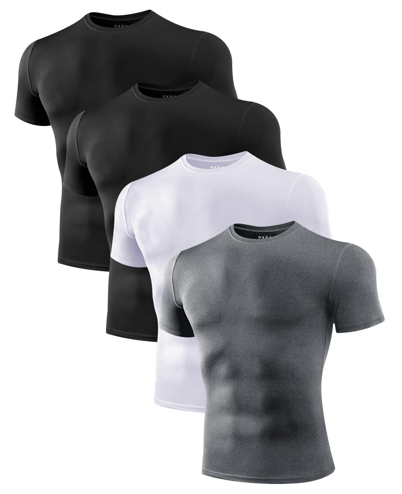 Niksa Men's Compression Shirts 1 or 4 Pack, Workout Gym Shirt Short Sleeve, Moisture Wicking Active Fit Base Layer T-Shirt Image