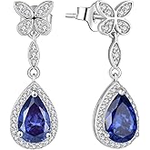 Fahonie Sterling Silver Butterfly Drop Earrings with Cubic Zirconia Dangle Earrings Birthstone Jewelry Gifts for Women
