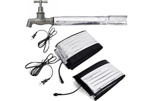 F FINEC 2PCS Pipe Heat Blanket, 39" x 5.9" Water Pipe Heat Tape, Aluminum Foil Anti-Freeze Heating Cable for Metal & Plastic Pipes Max Temp 140˚F