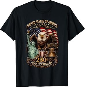 America 250th Anniversary 1776 2026 Patriotic 4th of July T-Shirt