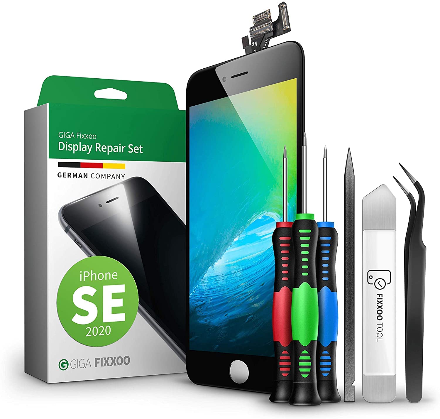 GIGA Fixxoo® Display for iPhone SE (2020) [Includes Tool Kit] - Retina LCD Glass with Touchscreen - Display Repair Kit - Replacement Display for iPhone with Tool Kit