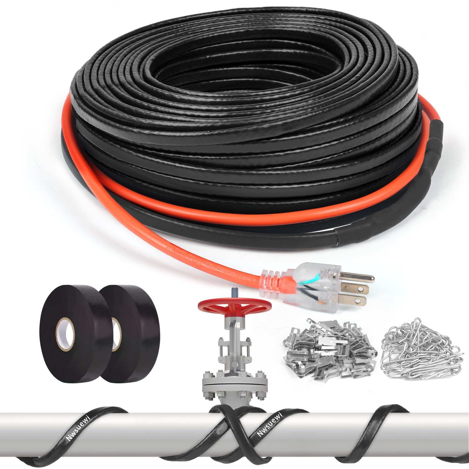Photo 1 of 100FT(3~200F) Heat Tape for Water Pipes, -40°F Deicing Heating Cable, Freeze Protected Water Pipe Heating Cable,120V 5W/ft