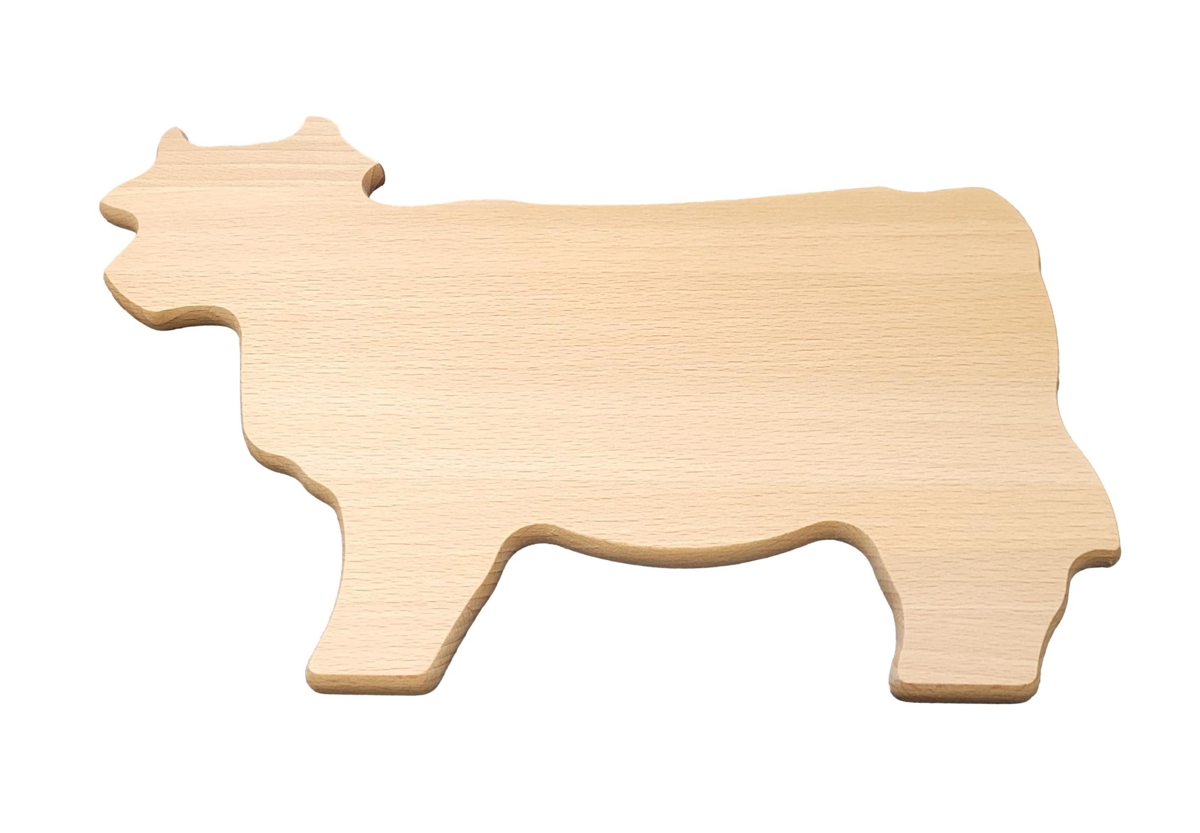 Wooden World - Wooden Cutting Board, Serving Snacks or Kitchen Decoration – in The Shape of a Cow