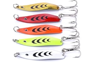LURESMEOW Fishing Jigs Saltwater Fishing Lures with Assist Hook Treble Hook, Jigging Lures Slow Vertical Jigs, Fishing Jigs Saltwater for Bass Tuna Salmon Sailfish Trout Grouper Snapper, 5pcs with Box