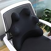 Newsty Lumbar Support Pillow for Ofiice Chair, Patented Ergonomic Back Support for Back Pain Relief with Adjustable Strap, Lumbar Support Pillow Relieving Lumbar Muscle Strain (Black)